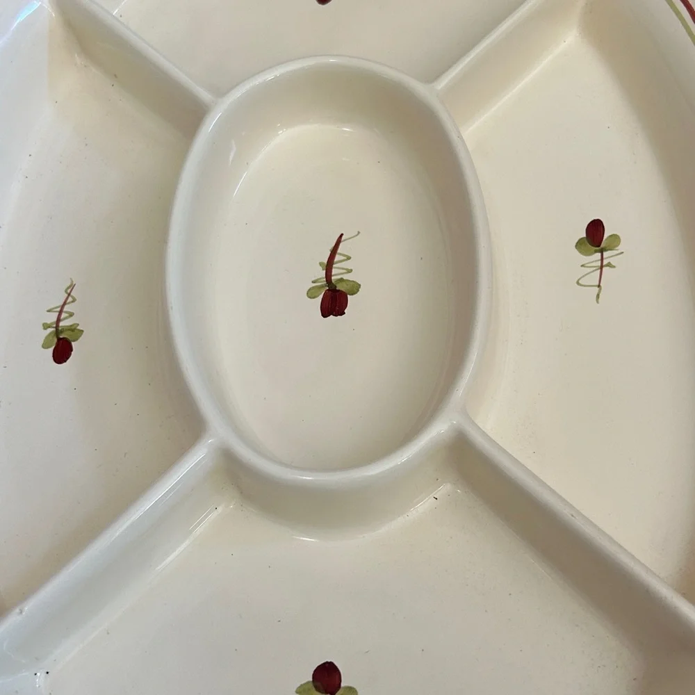 Vietri, Italy! Fiori Di Bosco 5-Part Relish Tray Oval Serving‎ Dish